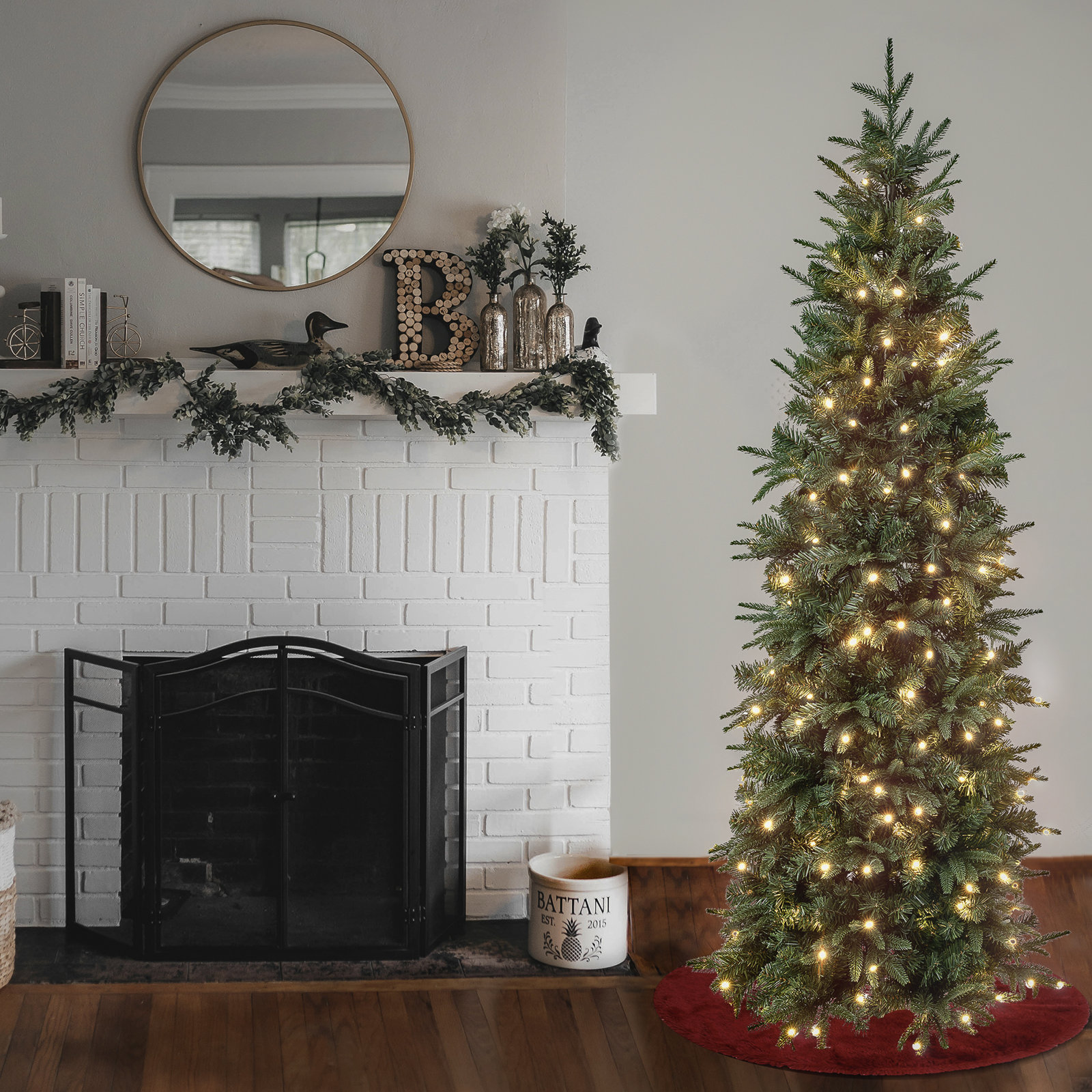 Slim Pre-Lit Fir Tree, 6', Pre-Lit