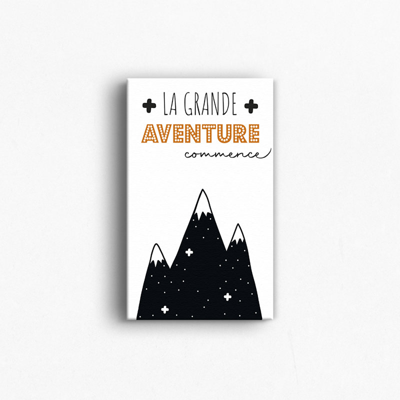 «The Great Adventure Begins», version française 12 x 18, art de toile pour bébé