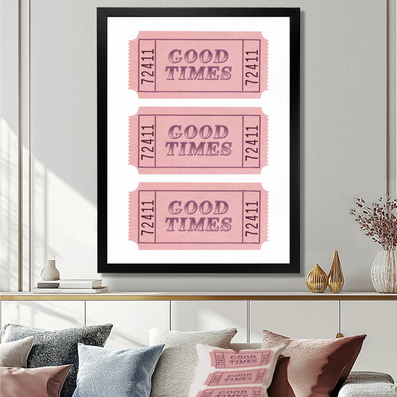 Good Times billets - art mural moderne, H 20 po x l 12 po, Cadre simple noir