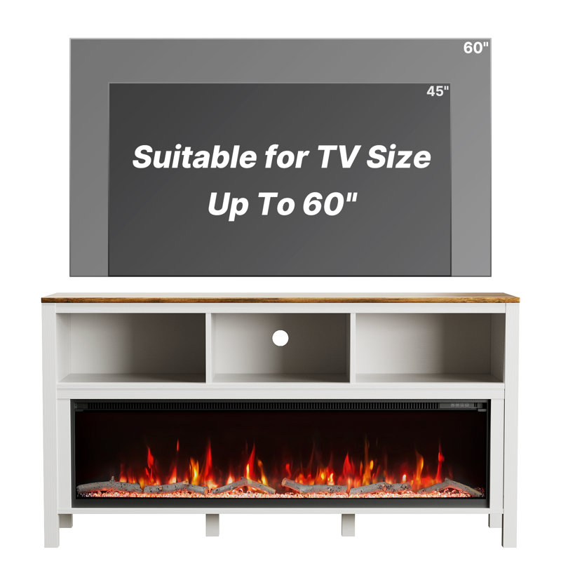 Unfinished TV Stand with Fireplace Included, 55"