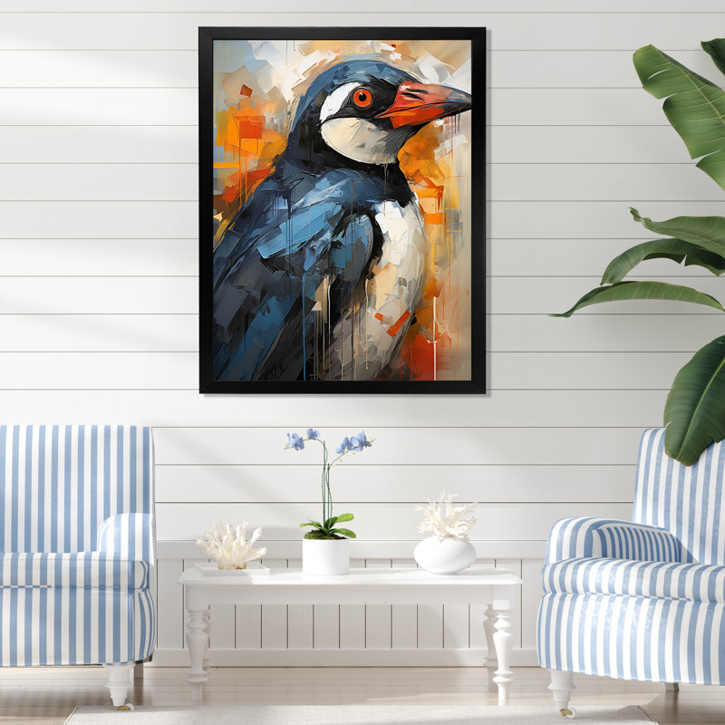 «Curious Penguins Snowy Wonders II», reproduction sur toile, Cadre photo noir simple, H 20 po x l 12 po x P 1 po