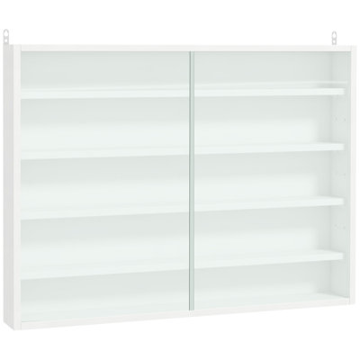 Vitrine à 5 niveaux en verre avec 2 portes, design minimaliste moderne pour un rangement polyvalent et une superbe présentation dans n'importe quelle pièce