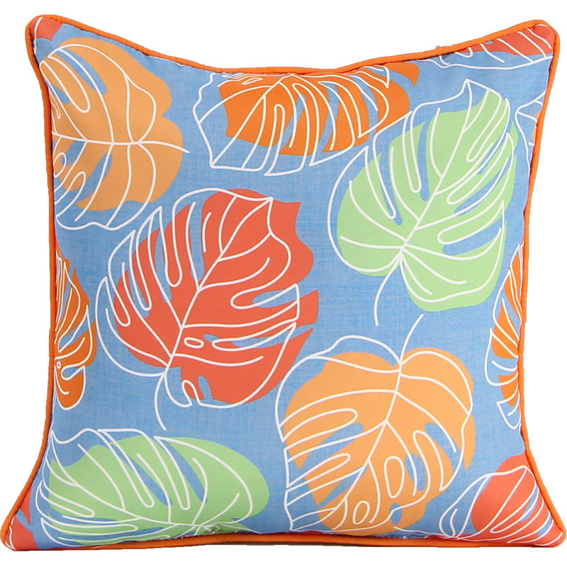 16" x 16" Outdoor Throw Pillow with Welt, Red/Orange/Green/blue Leaves