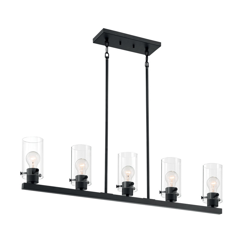 Barines 5 - Light Kitchen Island Pendant, Matte Black