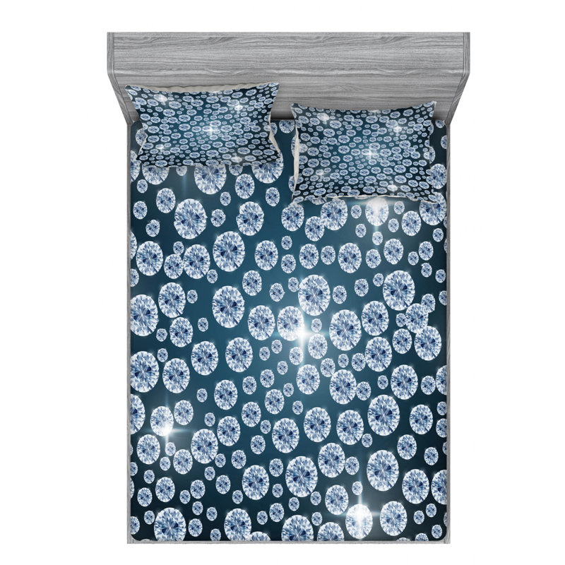 Gray Microfiber Geometric Print Queen Sheet Set