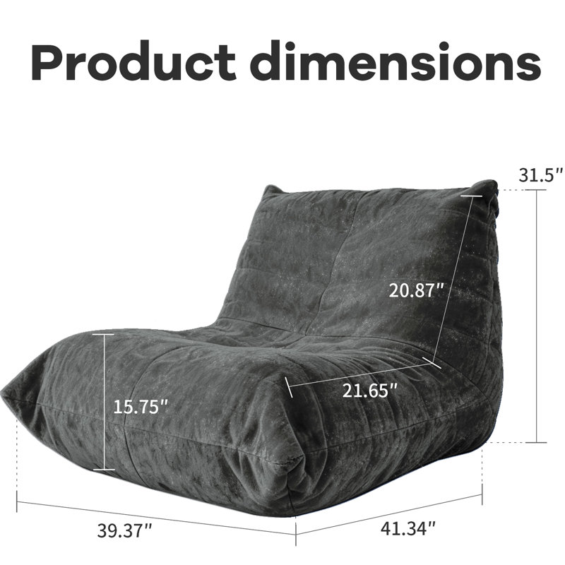 5 - Way Support Bean Bag, Shining Silver Silk Chenille, Slip Design, Decor Color Choices, Warm Grey Flannelette, Relaxing In Reading Corner, 42.56 Depth, 36.37 Width, 26.29 Height, 35.71 Lb Weight