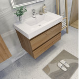 Carneshia 35.4'' Single Bathroom Vanity with Wood, Acrylic Top