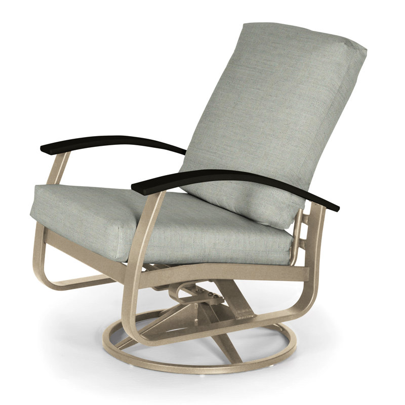 Belle Isle Outdoor Swivel Lounge Chair, Black P70, Cast Slate Sunbrella® Plainweave, Textured Snow