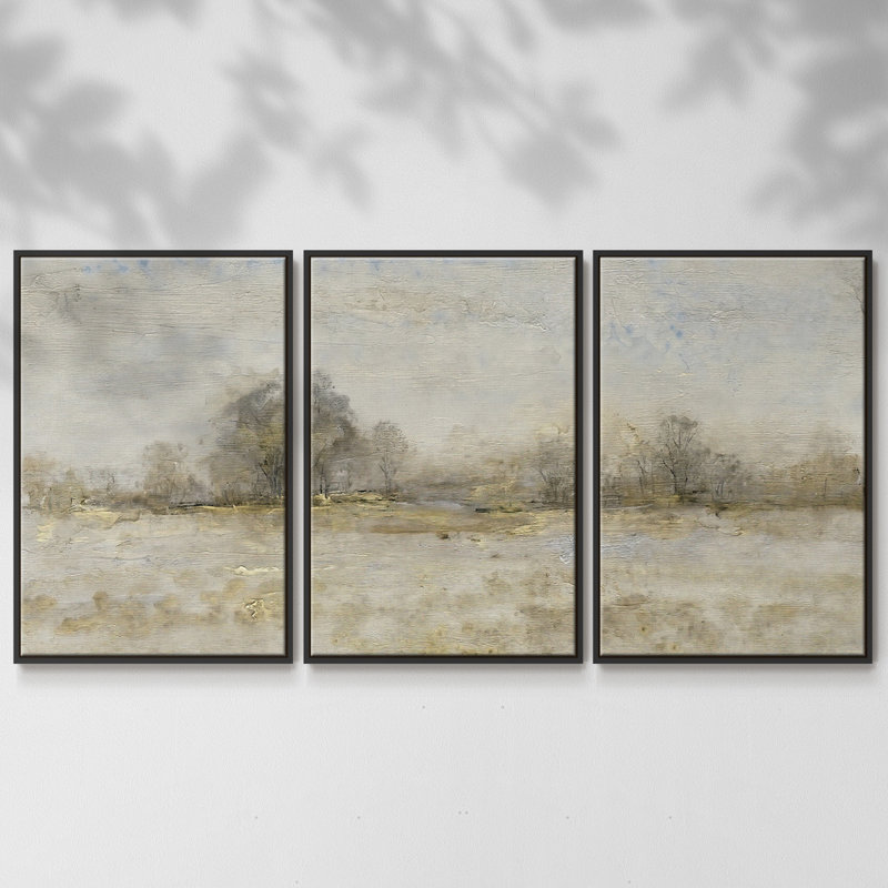 «Late Harvest II», reproduction sur toile 3 pièces, H 40 po x l 78 po x P 2 po, Noir