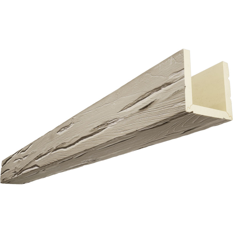 Poutre de plafond à 3 côtés en faux bois Riverwood Endurathane (poutre en U), 12"H x 6"W, Dune de sable, 14'L