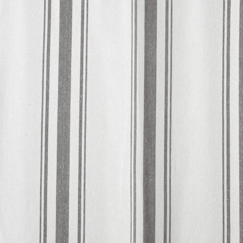 Gray Striped Cotton Light-Filtering Rod Pocket Window Panels