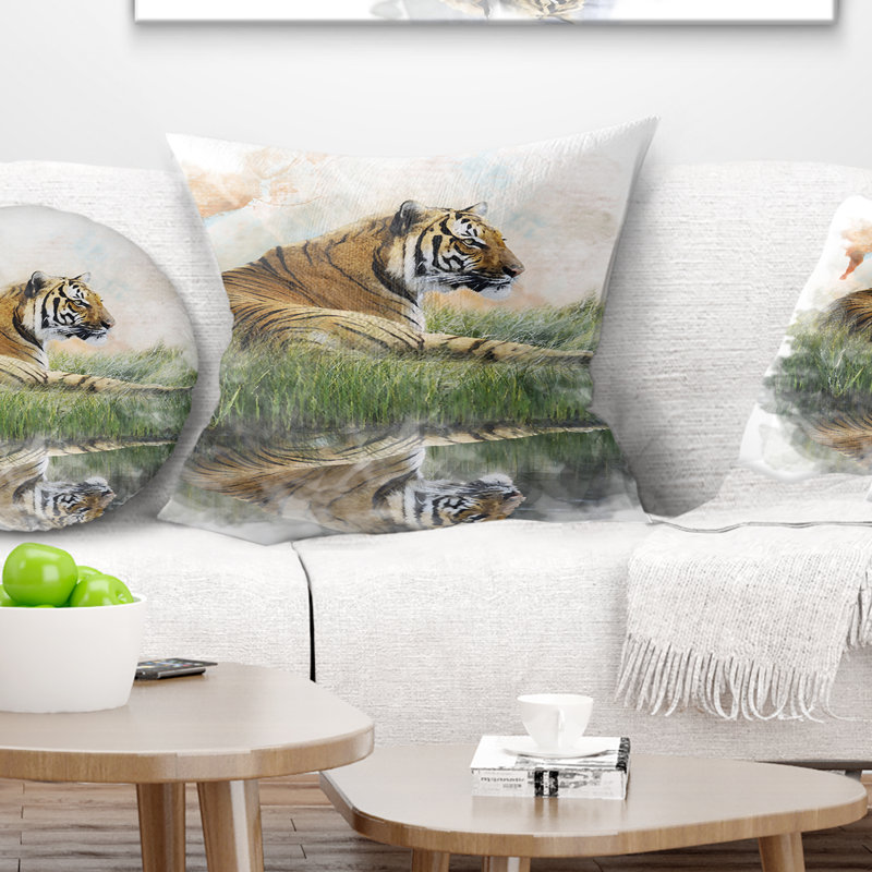 Coussin Relaxing Tiger, 18 po x 18 po, Carré