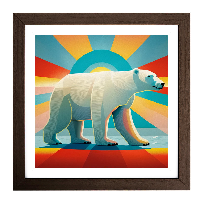 Polar Bear Constructivism - Single Picture Frame Print on Wood, Walnut