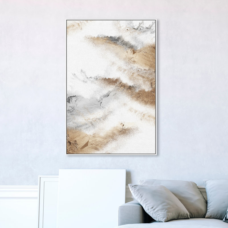 «Abstract Brianna Majestic Brush Strokes», reproduction d'art graphique sur toile, H 45 po x l 30 po, Cadre flottant blanc