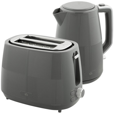 HOMCOM 1.7L Fast Boil Electric Kettle and 2 Slice Water Toaster Set