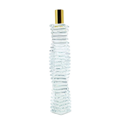 8" Clear And Gold Twisted Crystal Tabletop Taper Candlestick