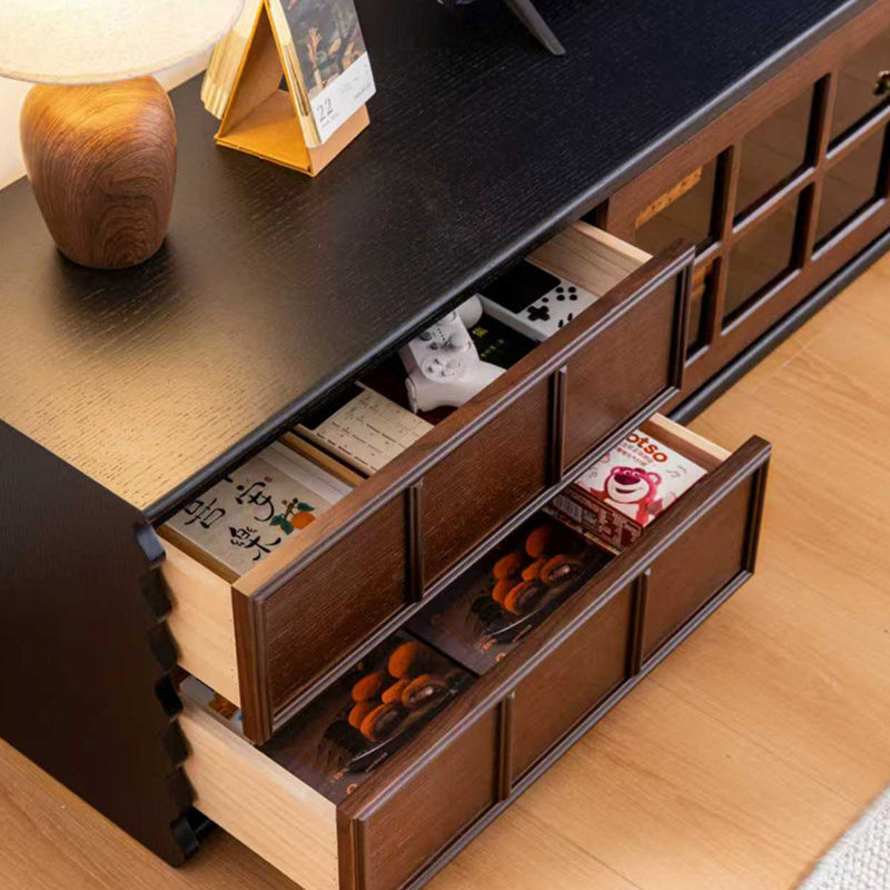 Retro Nut-Brown Solid Wood TV Stands, 78.74