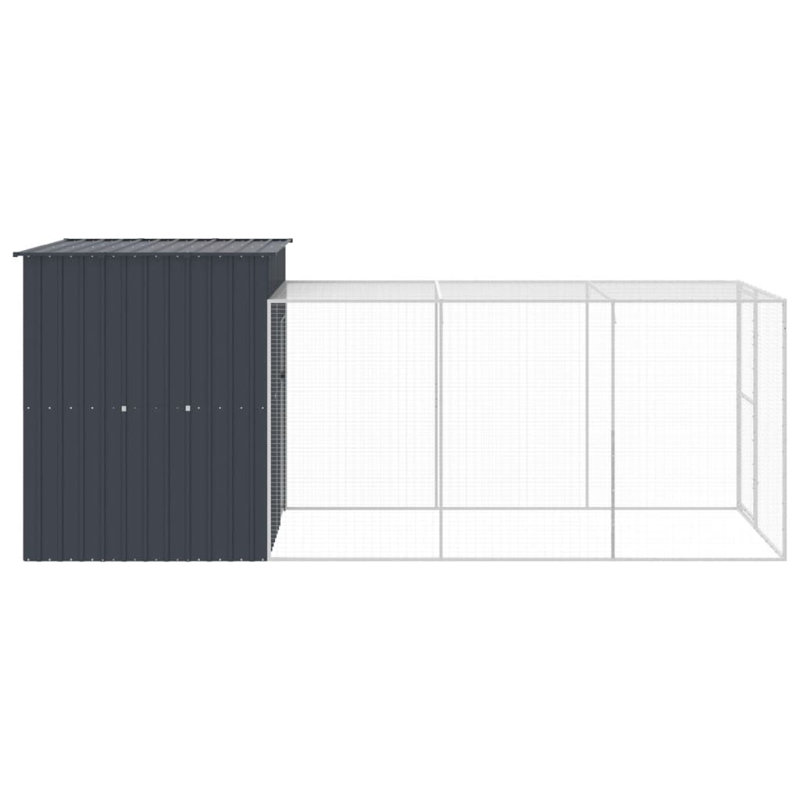 Chicken Coop with Chicken Run, 71.3" H x 65" W x 179.1" D, Anthracite