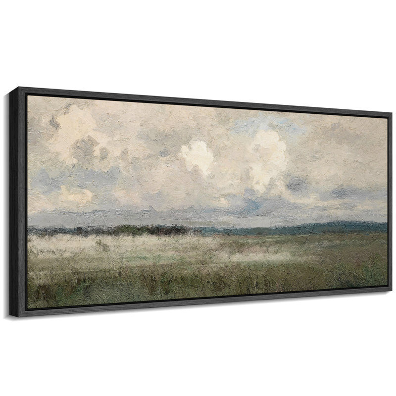 Art moderne moderne sous un ciel nuageux, H 30 po x l 60 po, Noir, noir, noir, noir