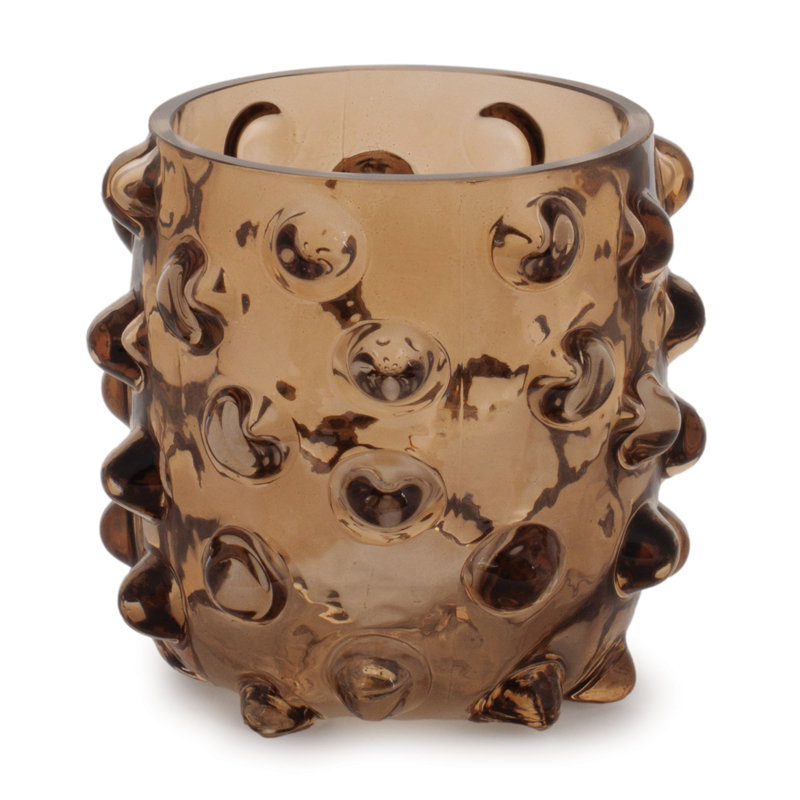 Porte-bougie en verre texturé