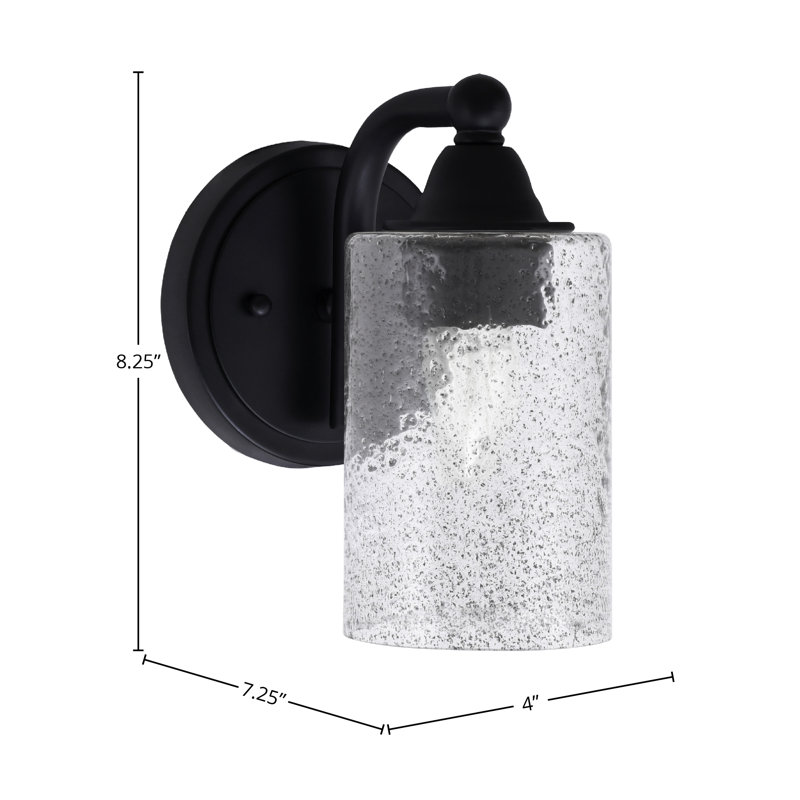 Paramount Wall Sconce Shown In Matte Black Finish With 4" Smoke Bubble Glass