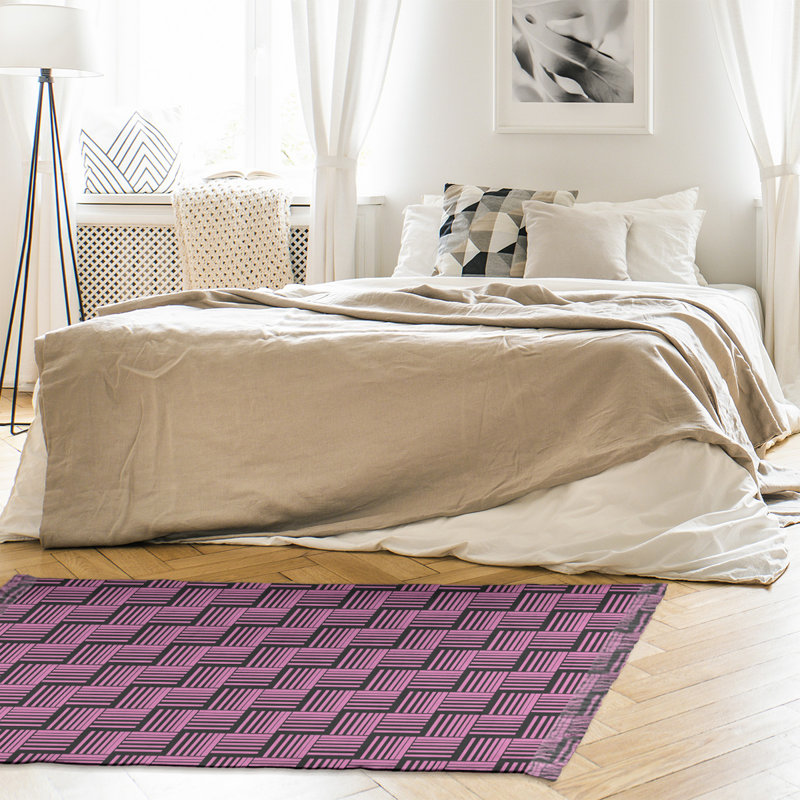 Tapis rose/noir à rayures basketweave, Oui