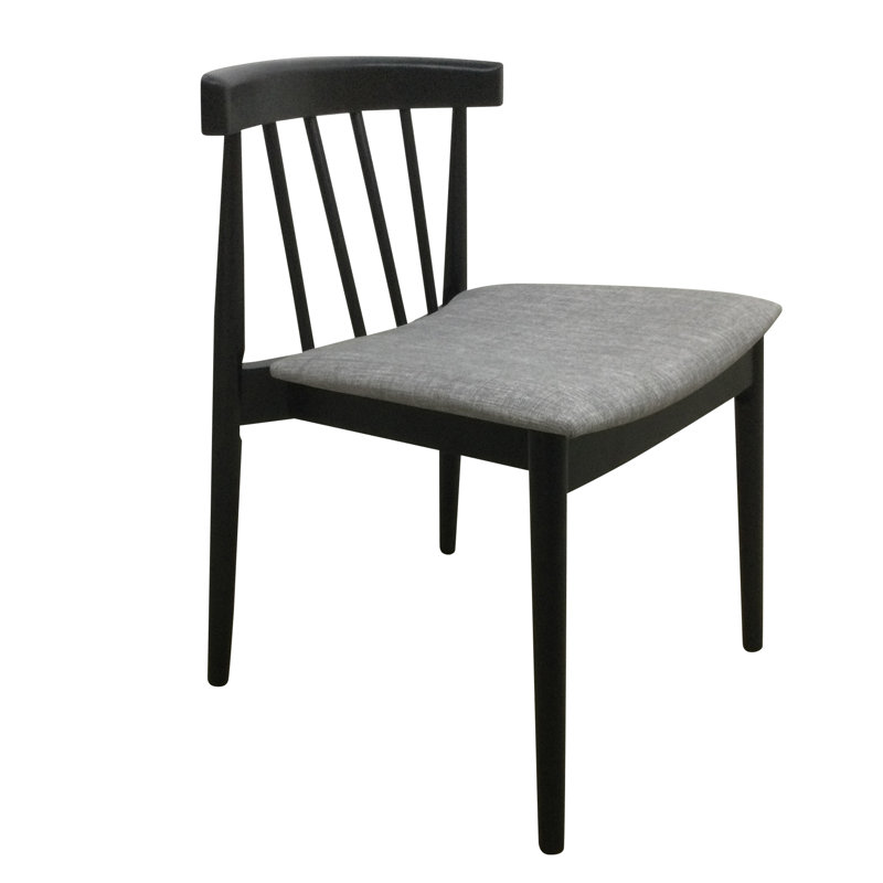 Chantilly 47cm H Upholstered Slat Back Parsons Chair, Black/Grey