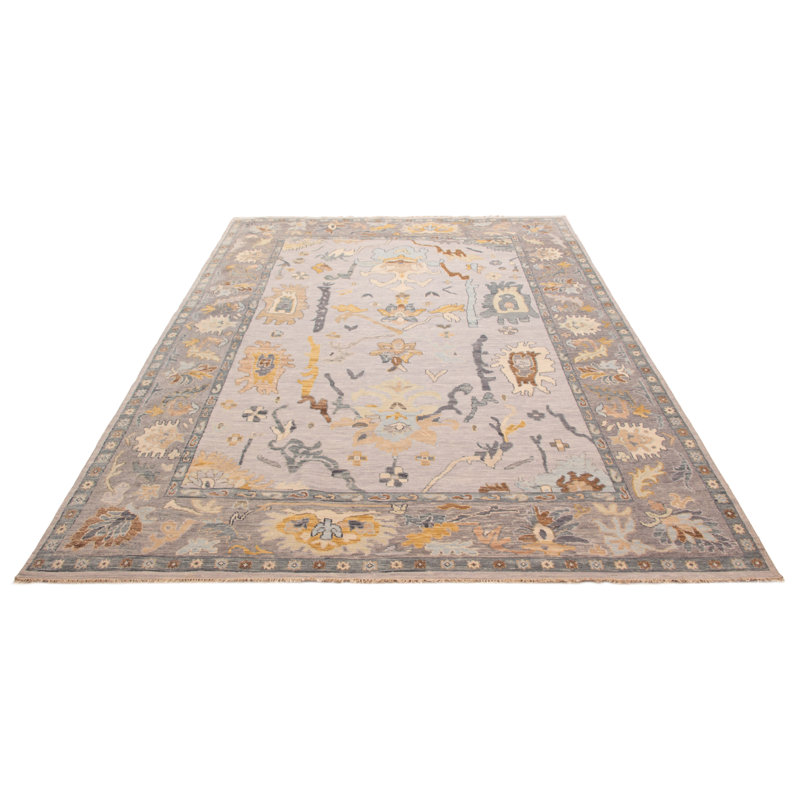 Tapis gris clair noué à la main unique One Of Kind 10 pi 1 po x 14 pi 0 po