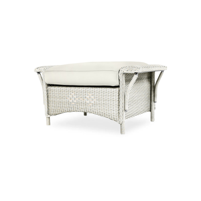 Nantucket Outdoor Ottoman, Canvas Natural Sunbrella® Canvas, White