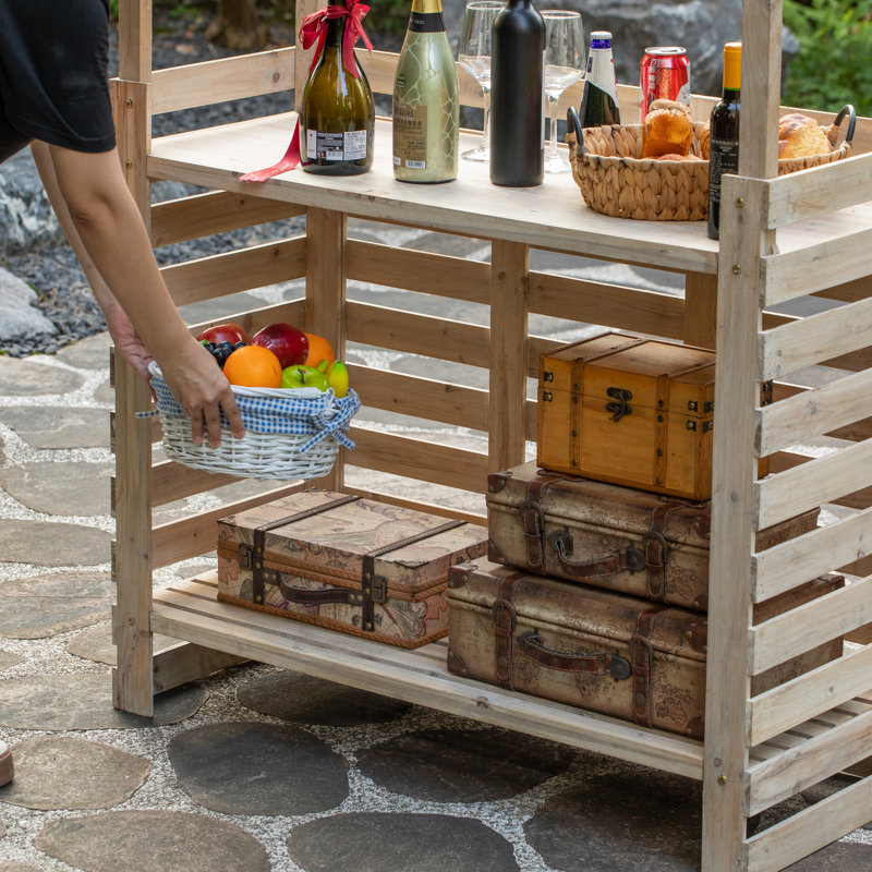  Multi-use Wooden Outdoor Bar Counter With Roof - Garden & Patio Serving Station Backyard Drink & Snack Bar Lemonade Stand Event Booth For Home Parties Wedding Bbq & Seasonal Celebrationpatio Bar Table With Roof