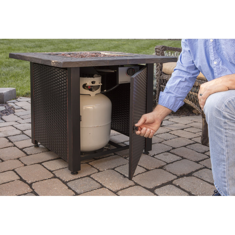 Black and Brown Steel Outdoor Gas Fire Pit Table