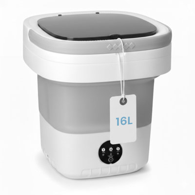 Machine à laver portative 16L Mini pliable avec panier d'essorage, 3 modes pour les voyages et les petits espaces