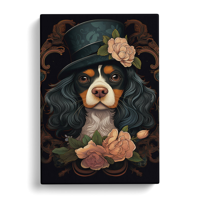 Cavalier King Charles Spaniel Art Deco No.3 - Wrapped Canvas, 76cm H x 50cm W x 3cm D