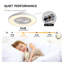Ventilateur de plafond sans lame à profil bas de 24 po avec éclairage à DEL RVB, application intelligente et commande vocale, moteur à courant continu à 6 vitesses, luminaire à intensité variable pour chambre à coucher, blanc