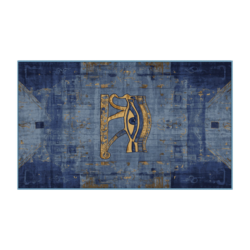 Machine Washable Blue Area Rug, Rectangle 4' x 6'