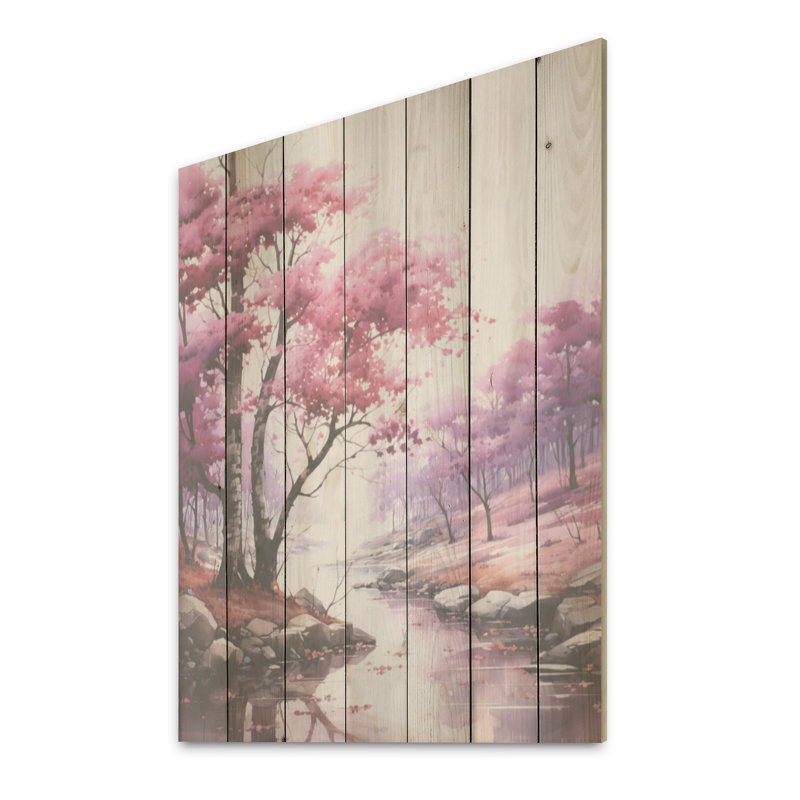 Érable aux teintes améthyste I - érable sur bois, art sur bois de pin naturel, H 20 po x l 10 po