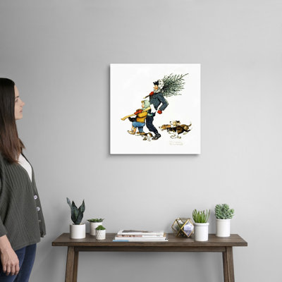 «Norman Rockwell Bringing Home The Tree», art mural sur toile
