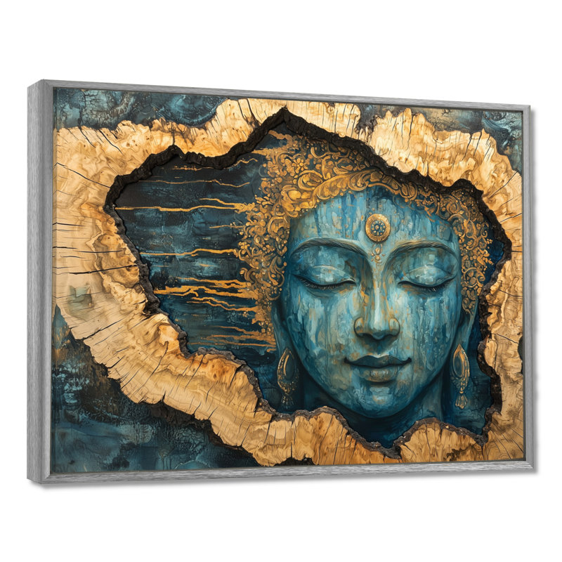 Indien indien méditation se connectant aux bois IV, H 34 po x l 44 po, Impression sur cadre flottant, Argent argent