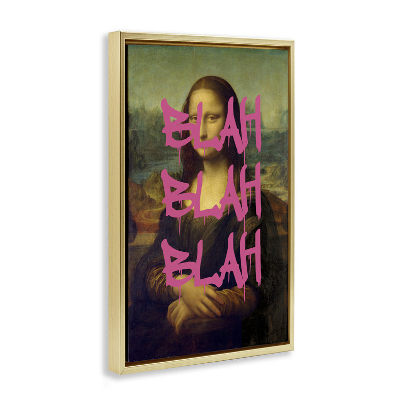 Cadre flottant Graffiti sur Mona Lisa, design par Masters Redux, H 31 po x l 21 po, Cadre flottant métallique doré