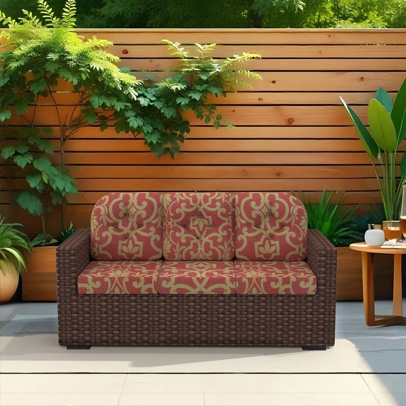 Coussin de remplacement pour canapé d'extérieur Sunbrella, Vanya Cabernet abstrait