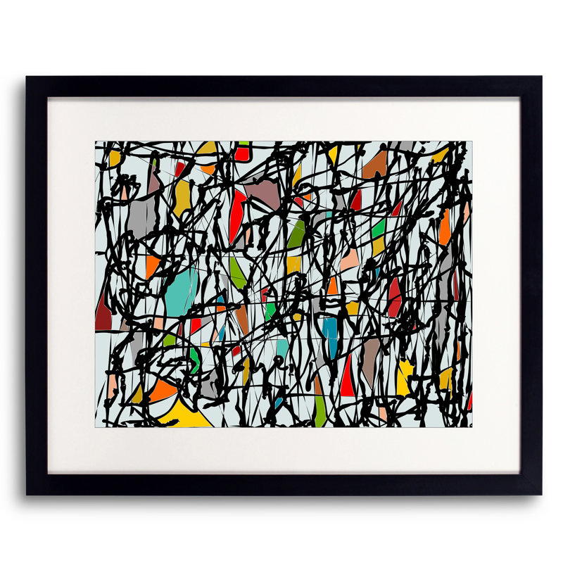 Pollock Wink Print by Angel Estevez, Black Single Picture Framed Paper, 17.2" H x 21.2" W x 0.88" D, White