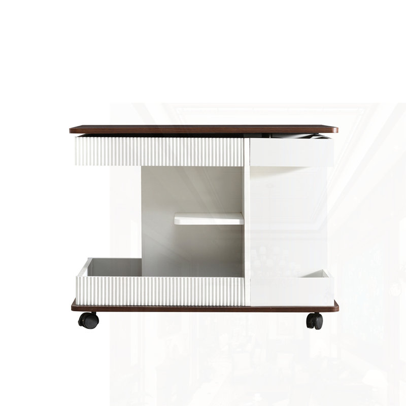Table de bout réglable avec roulettes, Blanc