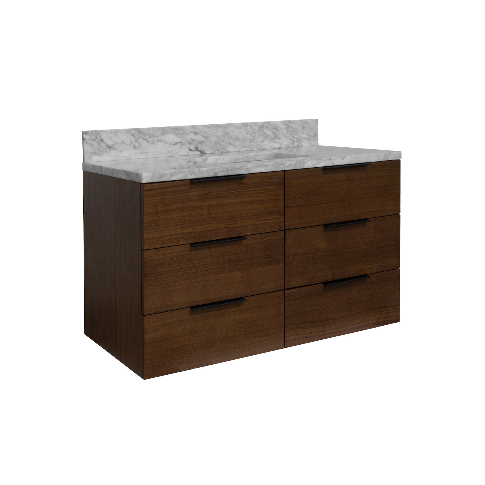 Mitchell 42'' Single Bathroom Vanity, Walnut, Carrara Marble