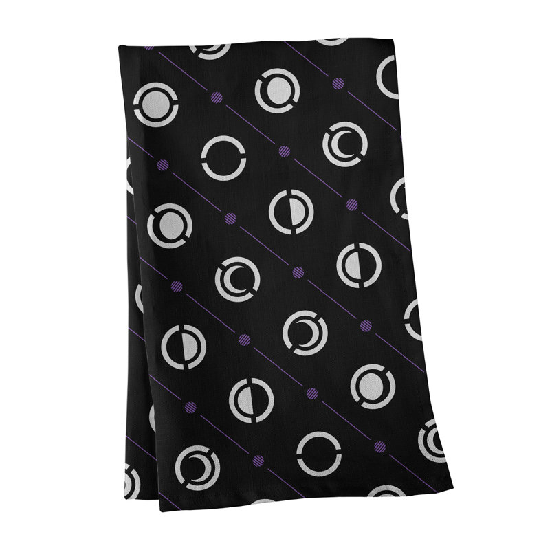 Torchon Moon phases, Noir / blanc / Mauve, Polyester sergé