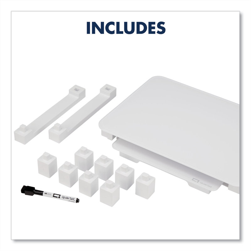 White Tempered Glass Adjustable Desktop Monitor Stand with Dry-Erase Board