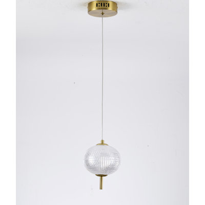 Luminaire suspendu 1 lumière DEL en laiton à intensité variable avec abat-jour transparent en PC