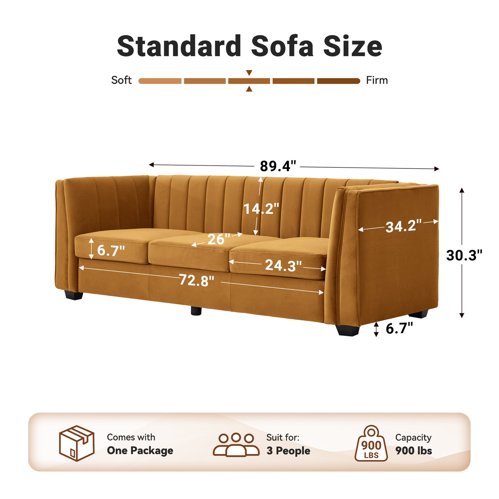 Allard Velvet Living Room Sofa, Ginger Velvet
