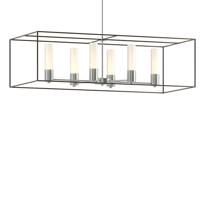 Portico 6 - Light Kitchen Island Linear Pendant, Vintage Platinum, Bronze, Opal