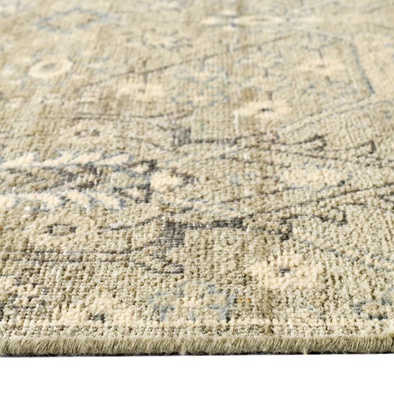 Athens Traditional Hand-Knotted Beige Area Rug, 8' X 10', Rectangle 8' x 10'