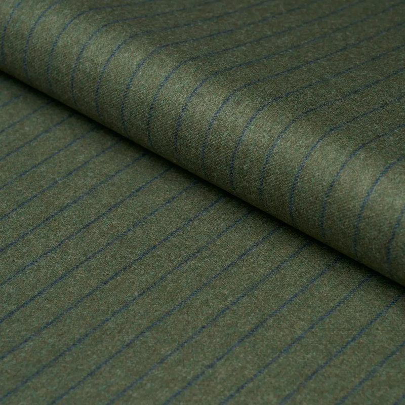 Schumacher x Patterson Flynn Boyd Wool Pinstripe Fabric, Green